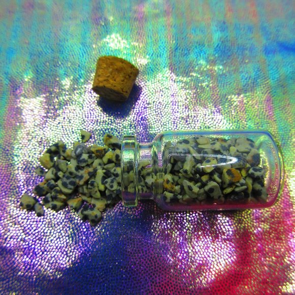 Dalmatian Jasper Gemstone Chips In A Bottle Embellishments Natural Semi Precious - Picture 2 of 3